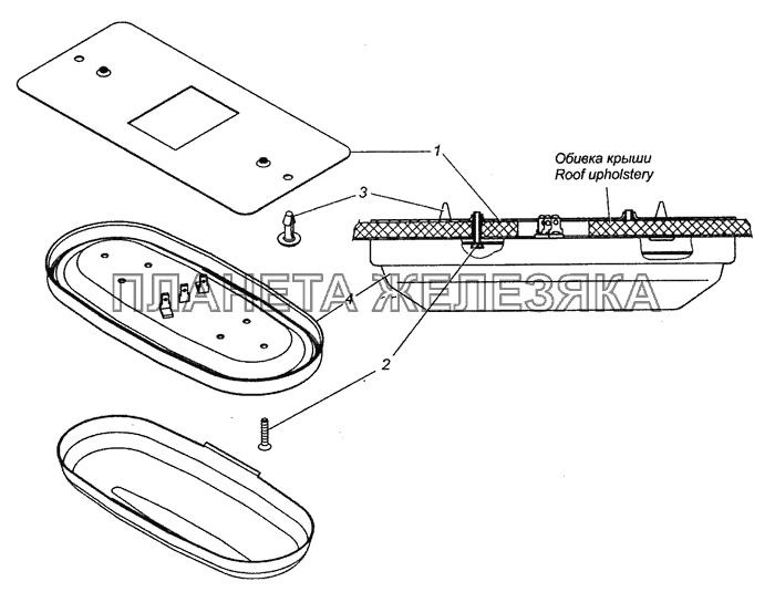 53205-3714001-10 Установка плафонов КамАЗ-6460 (Евро 3, 4)