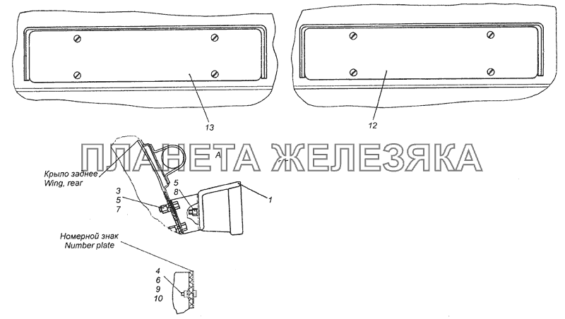 65116-3716002 Установка задних фонарей КамАЗ-6460 (Евро 3, 4)