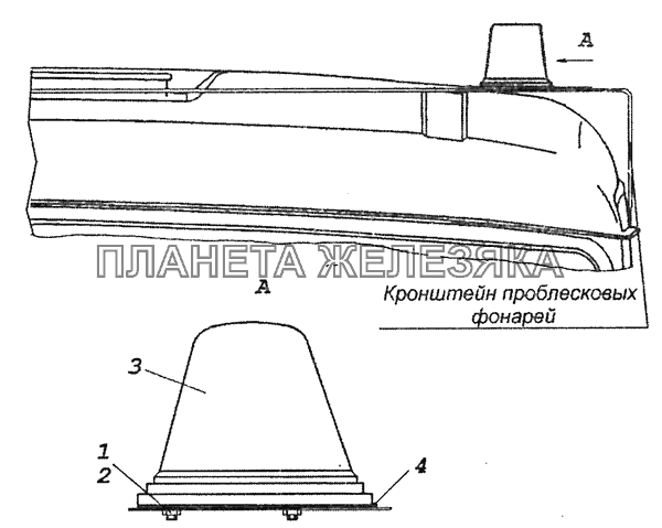 53229-3738005-85 Установка проблесковых фонарей КамАЗ-6460 (Евро 3, 4)