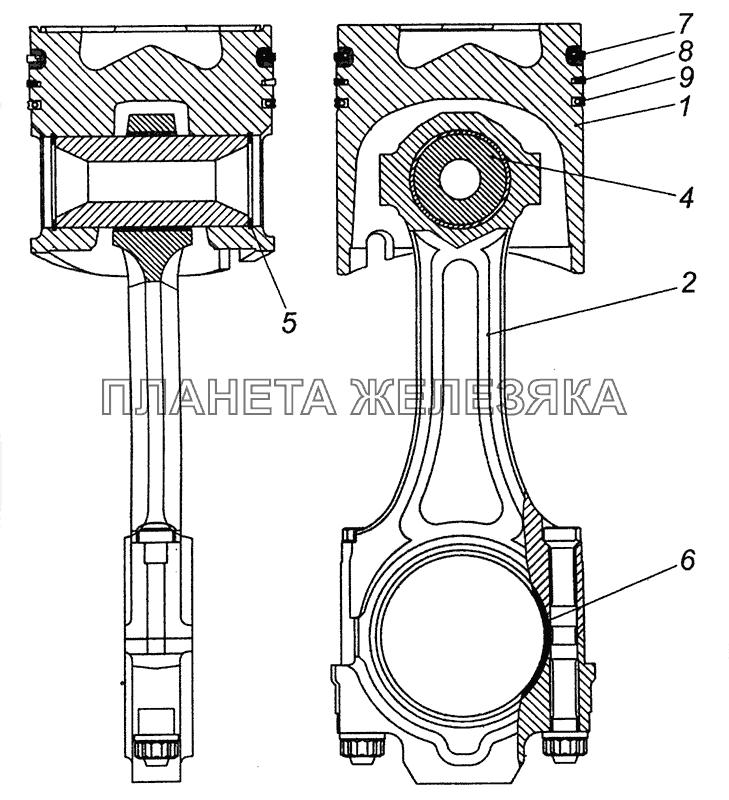 740.60-1004010-40 Поршень с шатуном и кольцами КамАЗ-6460 (Евро 3, 4)