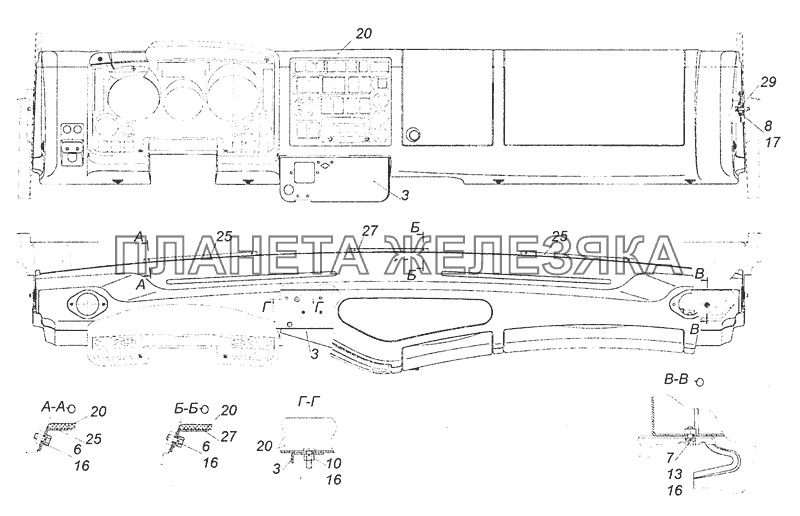 4308-5300023 Установка панели приборов КамАЗ-6460 (Евро 3, 4)