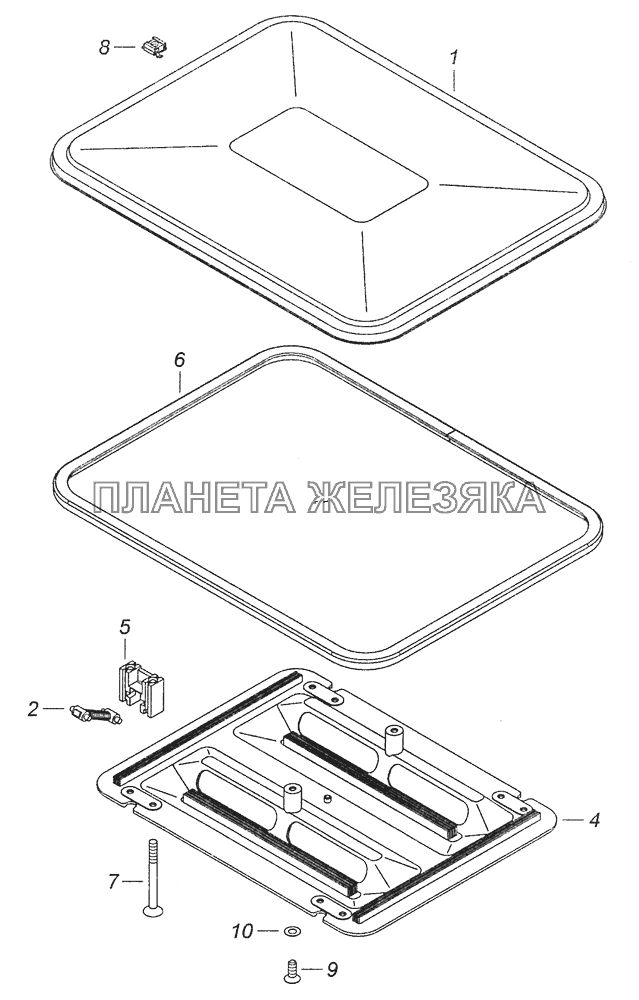 53205-5713008 Установка вентиляционного люка крыши КамАЗ-6460 (Евро 3, 4)