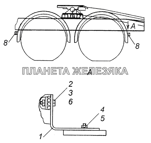 54115-8208002-85 Установка боковых световозвращателей КамАЗ-6460 (Евро 3, 4)