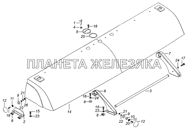 53205-8415002 Установка аэродинамического козырька КамАЗ-6460 (Евро 3, 4)