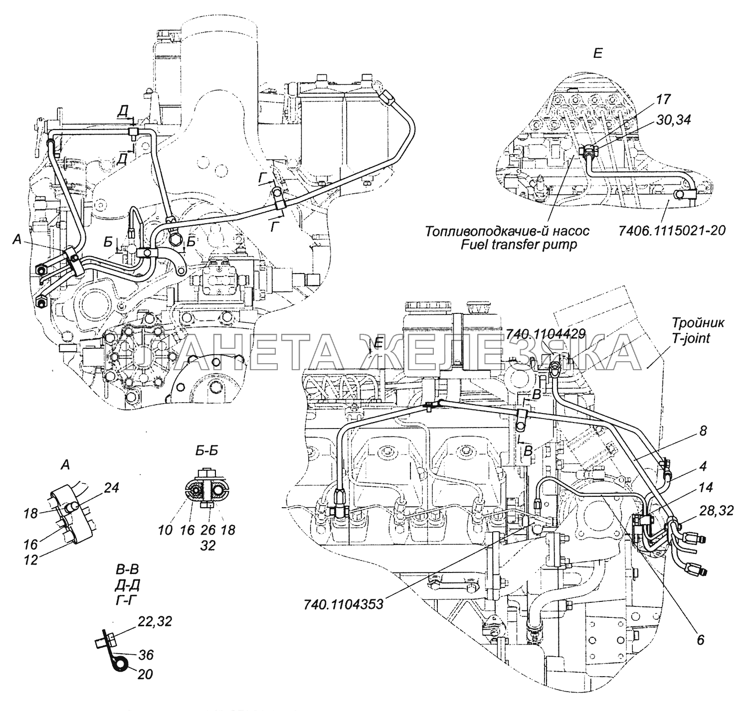 6520-1104000-90 Установка топливопроводов КамАЗ-6460 (Евро 3, 4)