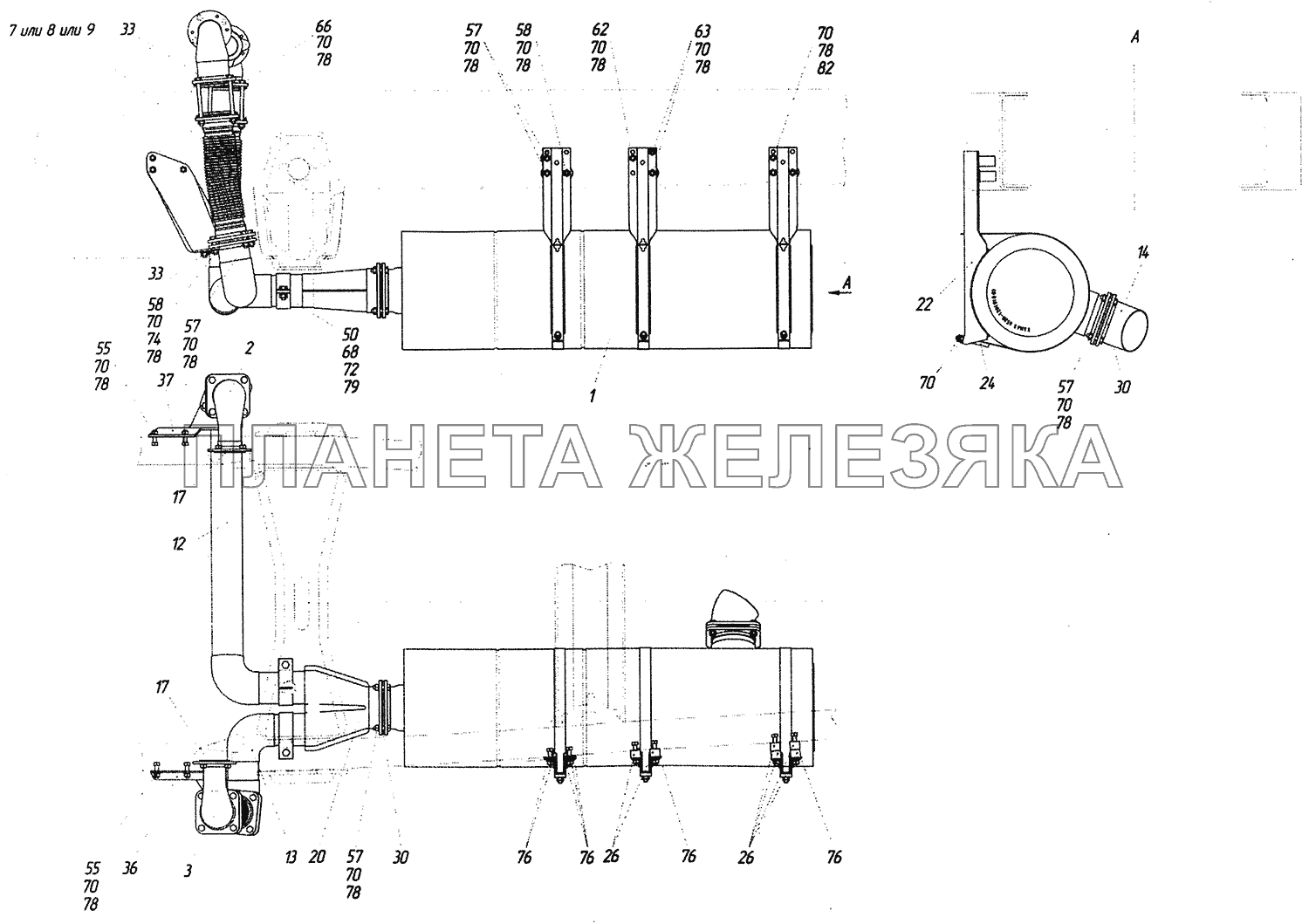 6460-1200003 Установка системы выпуска КамАЗ-6460 (Евро 3, 4)