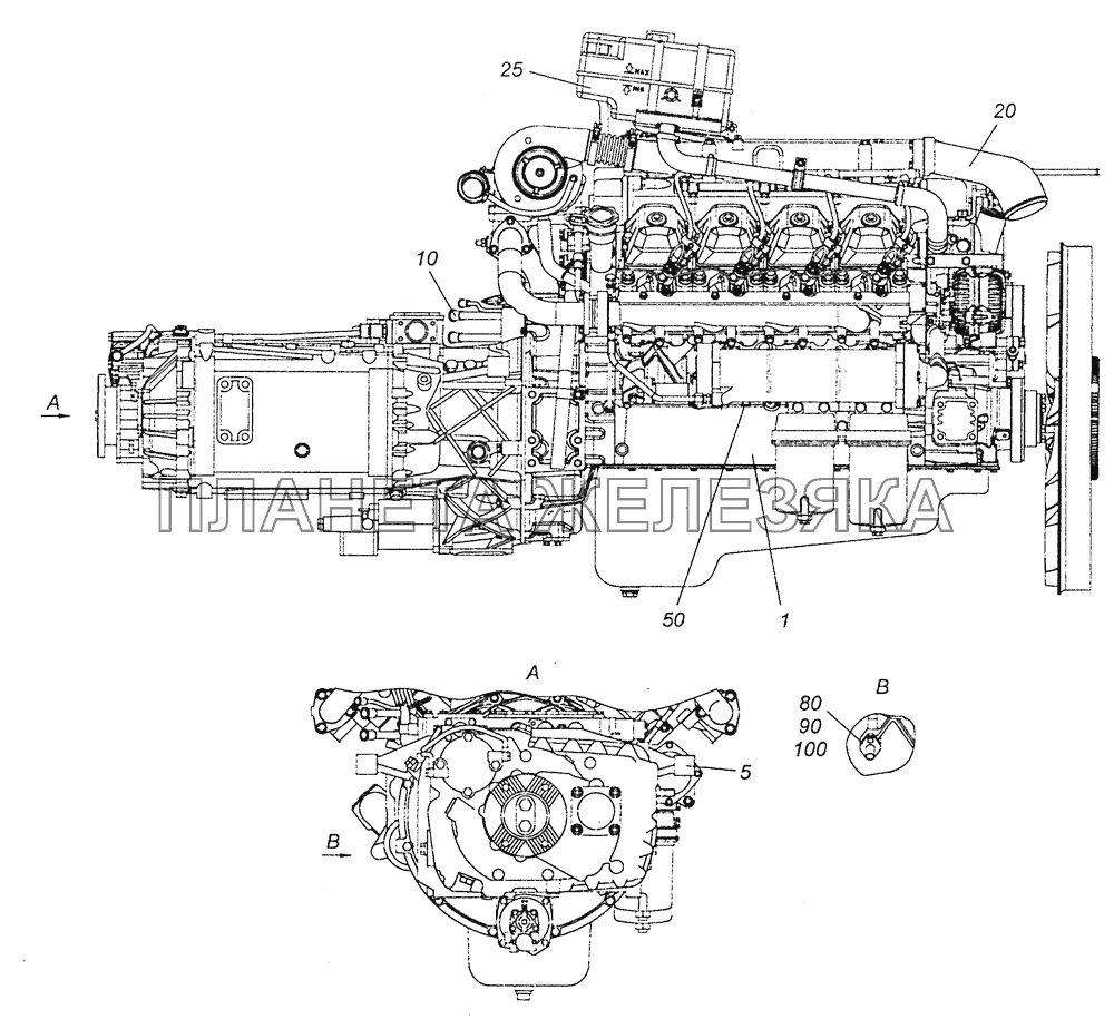 6520-1000264-13 Агрегат силовой 740.73-400, укомплектованный для установки на автомобиль КамАЗ-6460 (Евро 4)