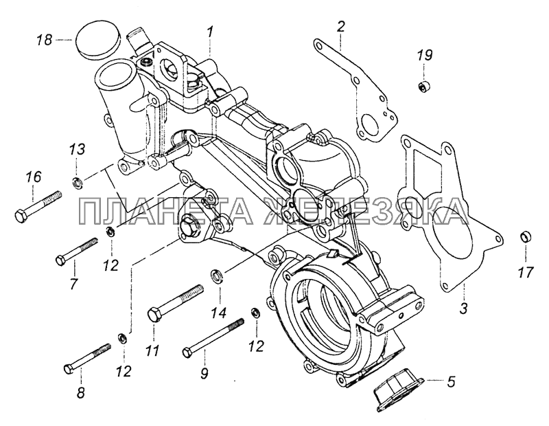 740.63-1303005-20 Установка корпуса водяных каналов КамАЗ-6460 (Евро 4)