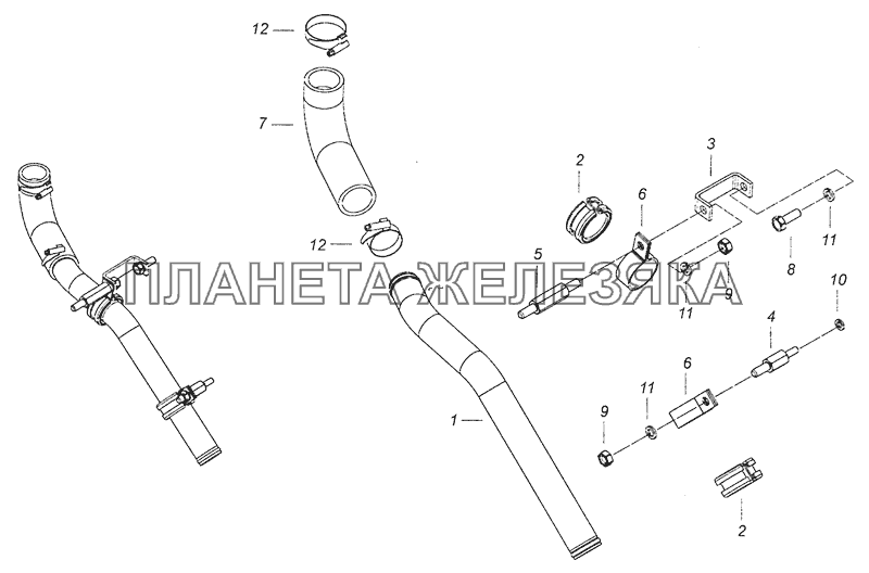 5490-1303090 Установка трубы байпасной КамАЗ-6460 (Евро 4)