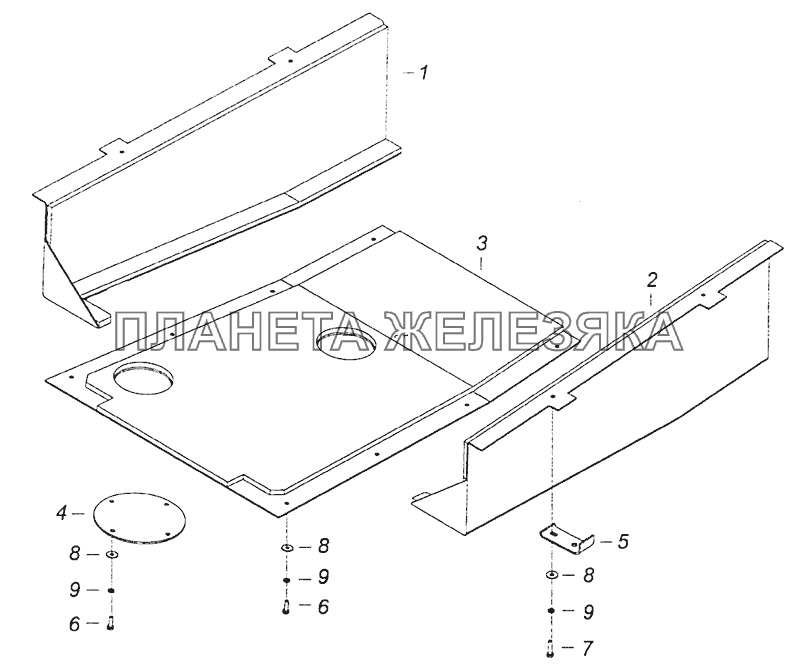 5460-1580004 Установка нижнего шумоизоляционного экрана КПП КамАЗ-6460 (Евро 4)