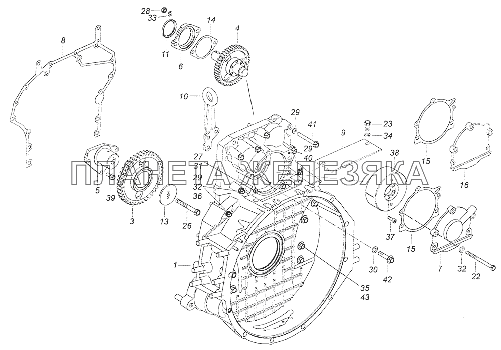 740.70-1002004 Установка картера маховика КамАЗ-6460 (Евро 4)