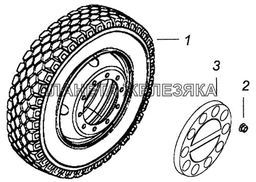 6460-3101002 Установка передних стальных колес КамАЗ-6460 (Евро 4)