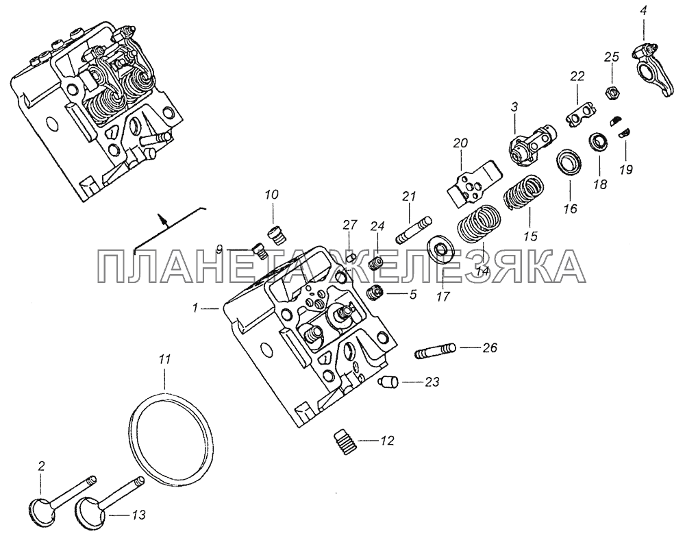 740.90-1003010 Головка цилиндра с клапанами и стойкой коромысел КамАЗ-6460 (Евро 4)