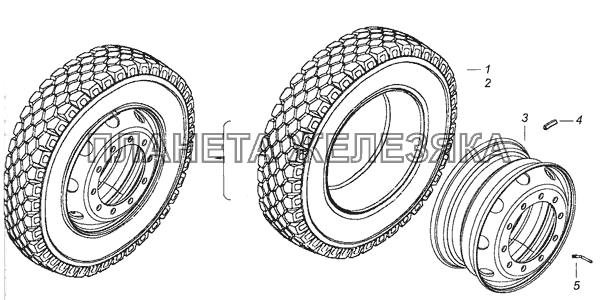 6460-3101011-10 Колесо 9,00x22,5 алюминиевое с шиной КамАЗ-6460 (Евро 4)