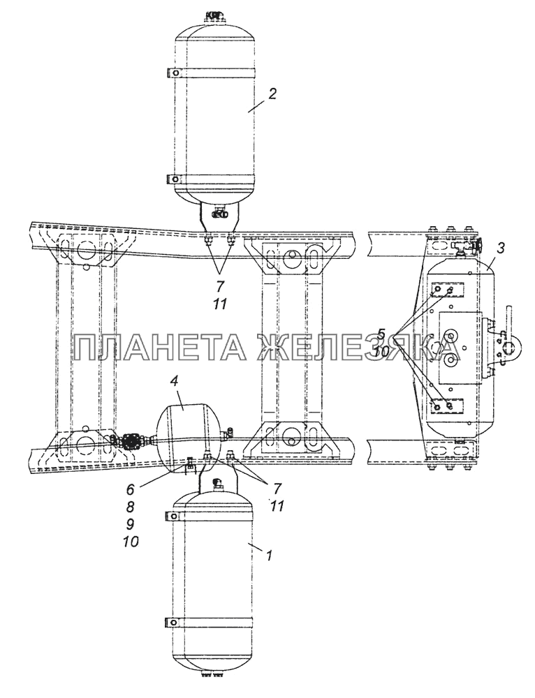 6460-3500013-07 Установка ресиверов КамАЗ-6460 (Евро 4)