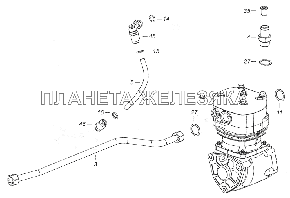 740.30-3509004-01 Установка компрессора КамАЗ-6460 (Евро 4)