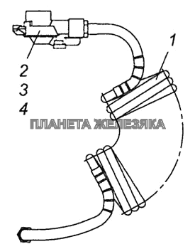 54115-3521110 Головка соединительная автоматическая правая в сборе с трубопроводом спиральным КамАЗ-6460 (Евро 4)