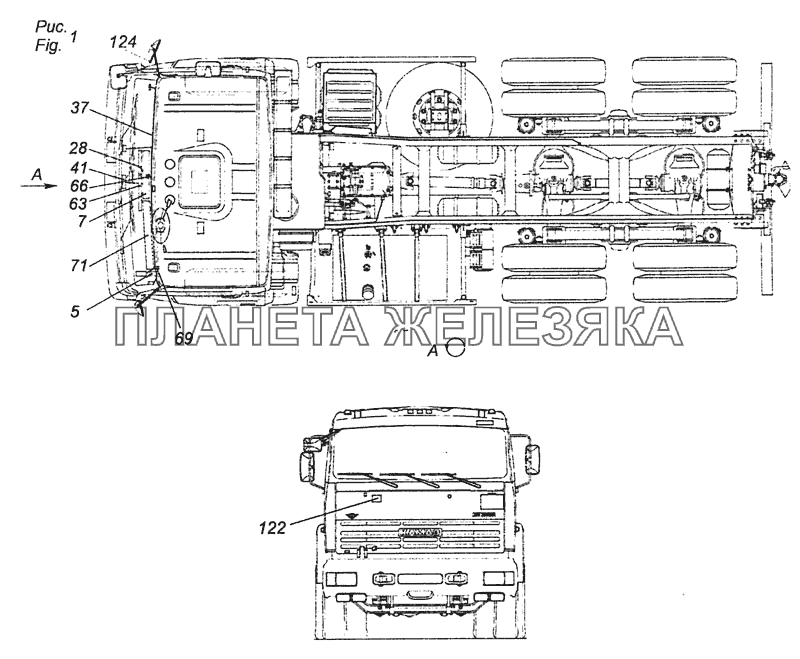 6460-3700060-57 Электрооборудование. Расположение на панели приборов КамАЗ-6460 (Евро 4)