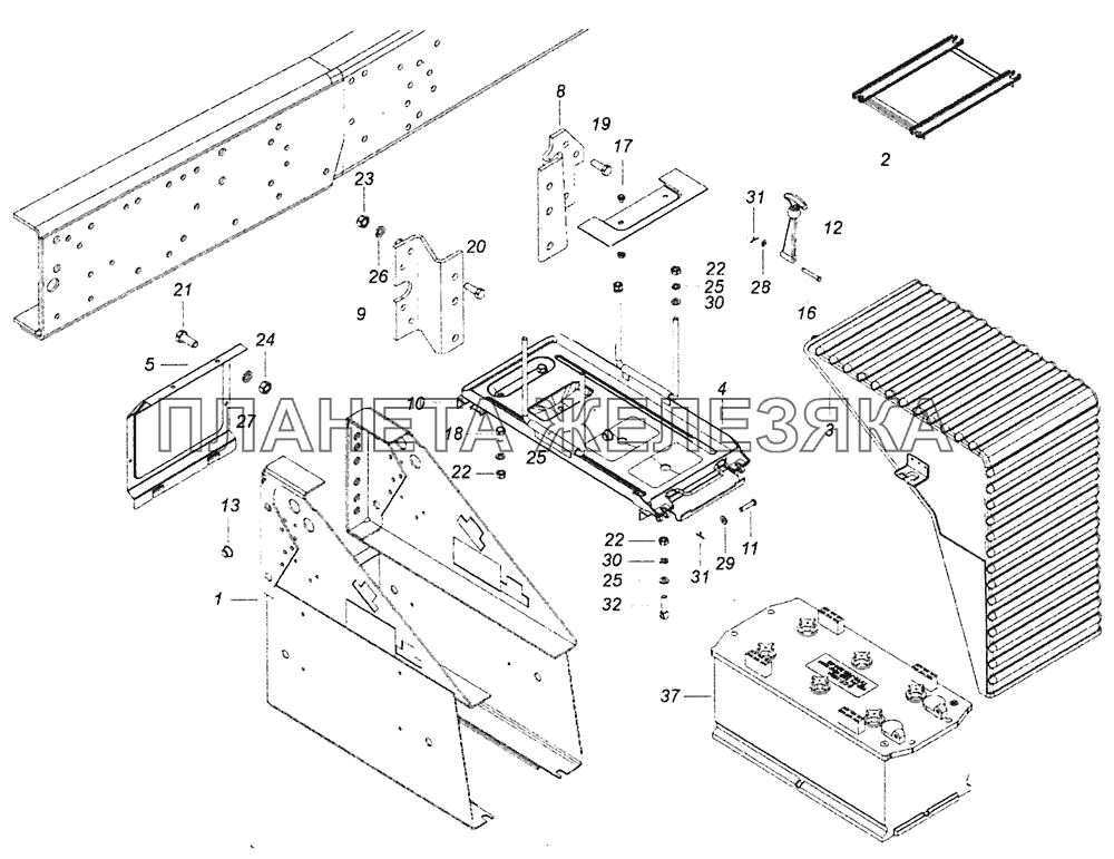 65115-3703001-30 Установка аккумуляторных батарей КамАЗ-6460 (Евро 4)