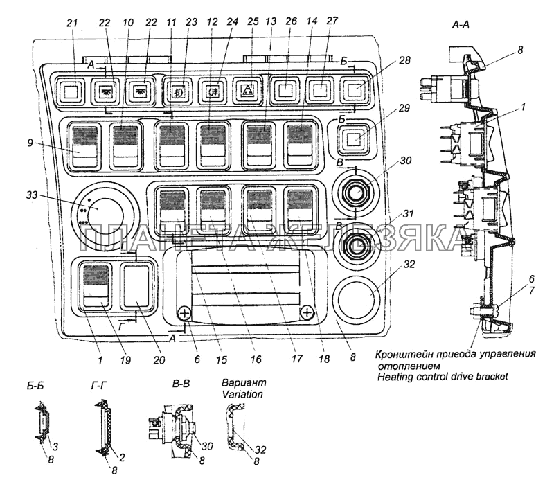 65111-3710001-28 Установка выключателей КамАЗ-6460 (Евро 4)