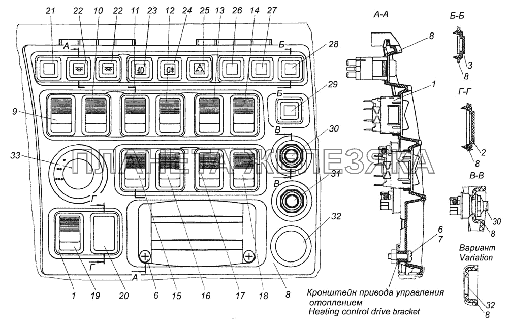 65116-3710001-30 Установка выключателей КамАЗ-6460 (Евро 4)