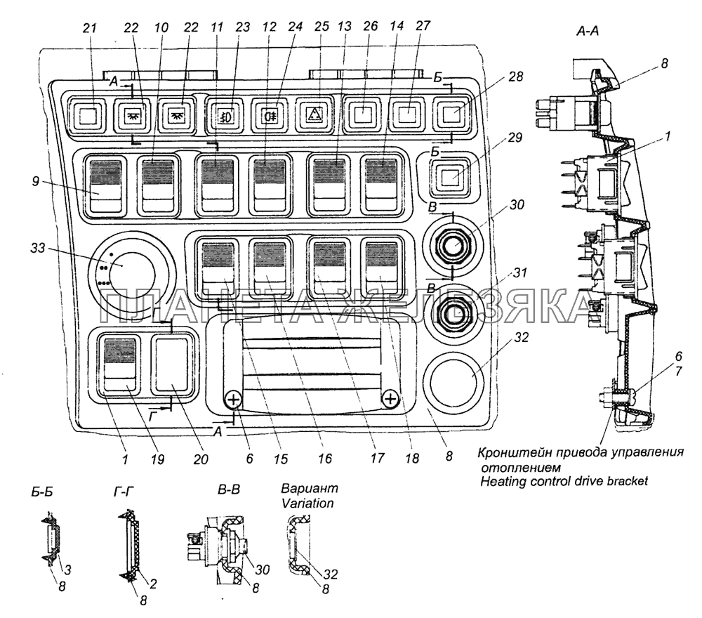 6460-3710001-51 Установка выключателей КамАЗ-6460 (Евро 4)