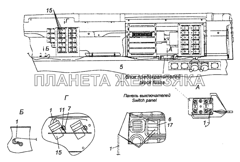 65111 -3741016-70 Установка электрооборудования системы подогрева топлива на панели приборов КамАЗ-6460 (Евро 4)