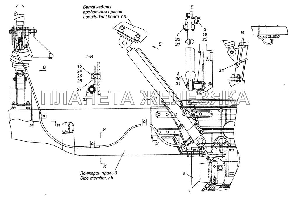 6520-5000079-50 Установка механизма опрокидывания кабины КамАЗ-6460 (Евро 4)