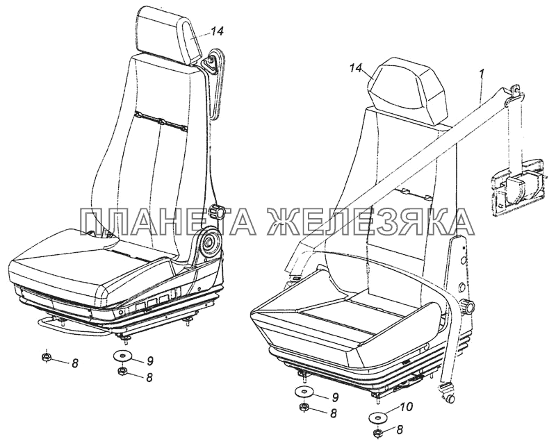 5460-5000121 Установка сиденья водителя КамАЗ-6460 (Евро 4)