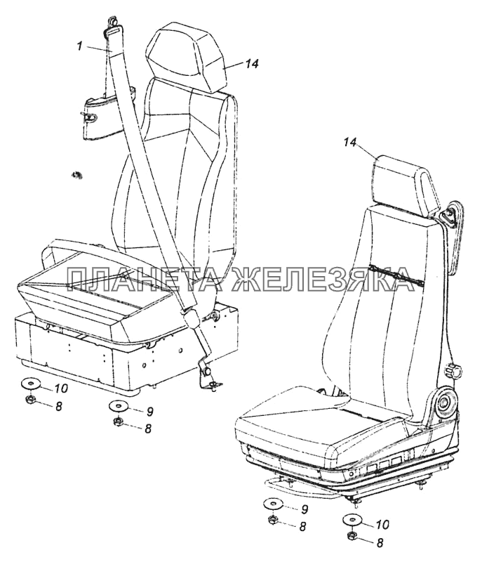 5460-5000122 Установка сиденья пассажира КамАЗ-6460 (Евро 4)