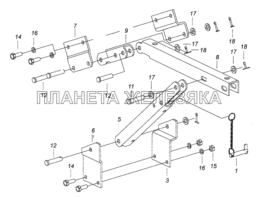 65201-5002051-10 Установка ограничителя подъма кабины КамАЗ-6460 (Евро 4)