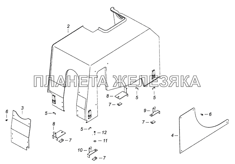 5460-5614200-70 Установка шумоизоляционного экрана над двигателем КамАЗ-6460 (Евро 4)