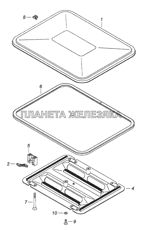 53205-5713008 Установка вентиляционного люка крыши КамАЗ-6460 (Евро 4)