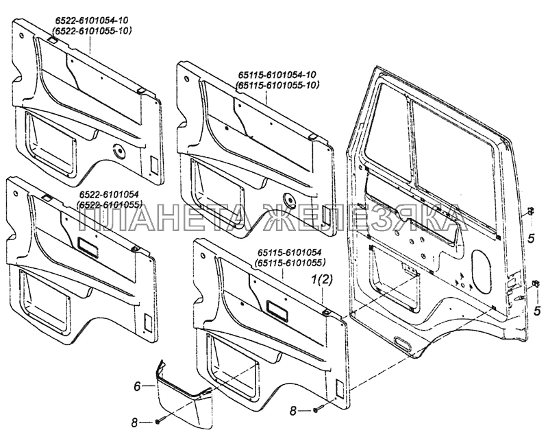 65115-6102005 Установка обивок двери КамАЗ-6460 (Евро 4)