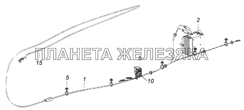 4308-7900020 Радиооборудование. Расположение на кабине КамАЗ-6460 (Евро 4)