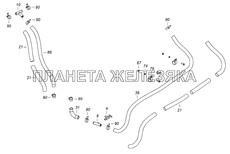 6520-8106003-92 Установка жидкостных рукавов КамАЗ-6460 (Евро 4)