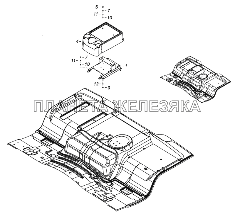 5460-8207020-10 Установка столика-крышки КамАЗ-6460 (Евро 4)