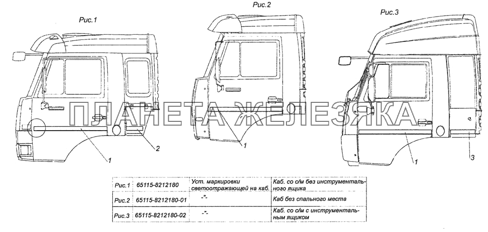 65115-8212180 Установка маркировки светоотражающей на кабине КамАЗ-6460 (Евро 4)