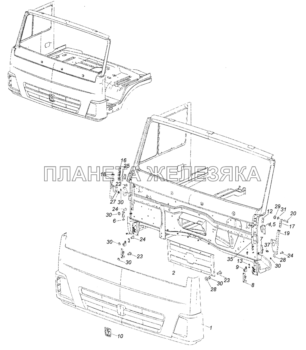 63501-8401009 Установка облицовочной панели КамАЗ-6460 (Евро 4)