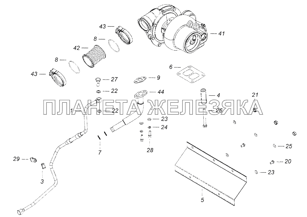 740.74-1118000 Установка турбокомпрессора на двигатель КамАЗ-6460 (Евро 4)