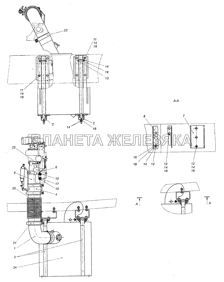 6460-1200006 Установка системы выпуска - Exhaust system КамАЗ-6460 (Евро 4)