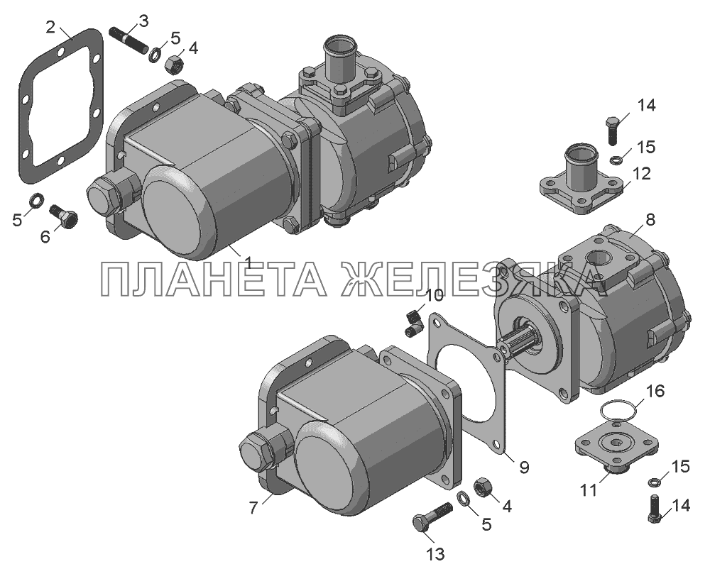 5511-4202001-20СБ Установка коробки отбора мощности с насосом КамАЗ-65111