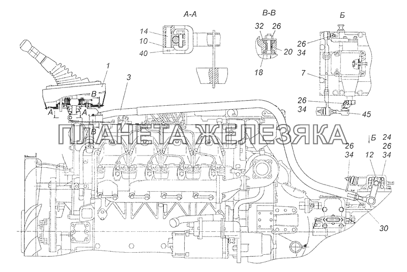 154.1703005-20 Привод управления механизмом переключения передач КамАЗ-65111 (Евро 4)