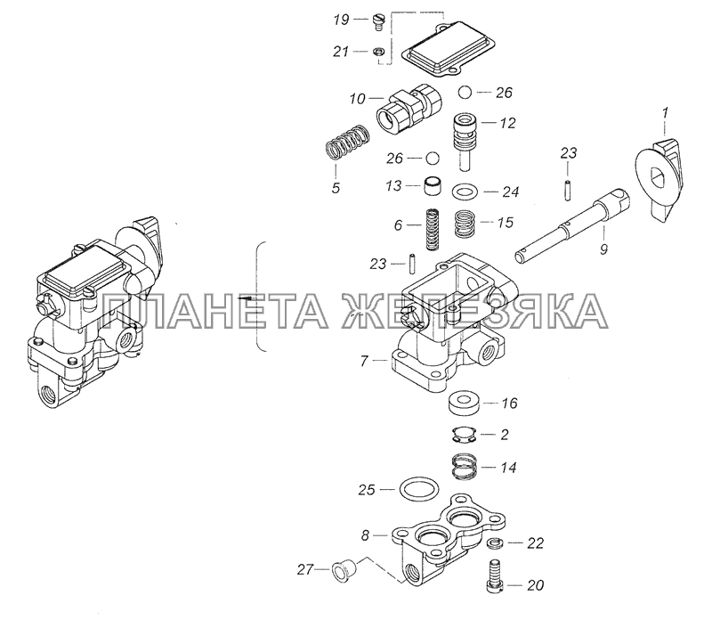 4310-1804010 Кран управления раздаточной коробкой КамАЗ-65111 (Евро 4)