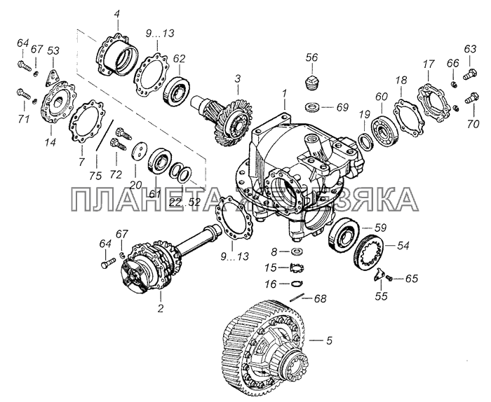 65115-2402011-60 Передача главная заднего моста КамАЗ-65111 (Евро 4)