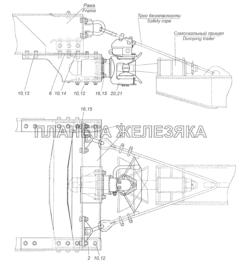 65115-2700010-10 Установка подрамника и сцепных устройств КамАЗ-65111 (Евро 4)