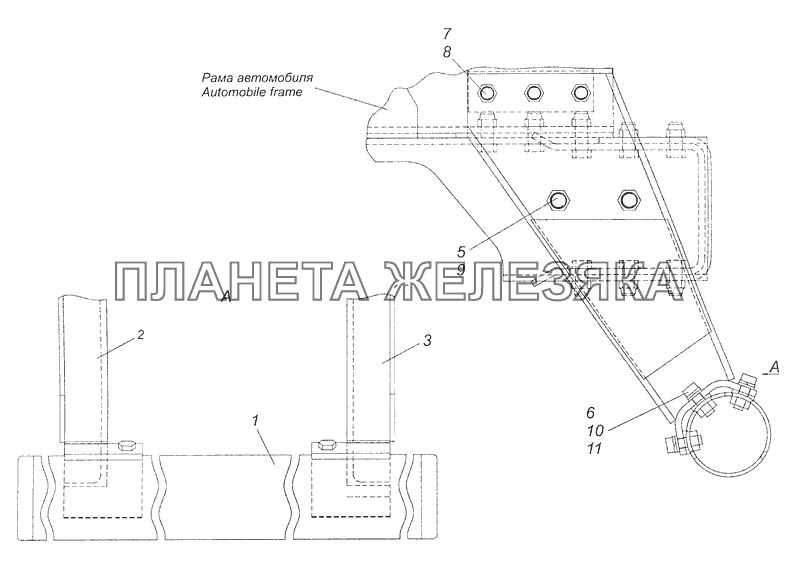 65111-2804003 Установка заднего буфера КамАЗ-65111 (Евро 4)