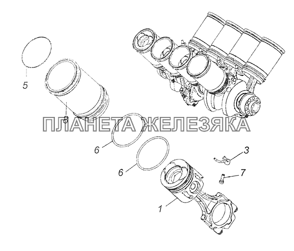 740.60-1004000-96 Установка цилиндропоршневой группы КамАЗ-65111 (Евро 4)