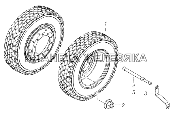 65115-3101003-50 Установка сдвоенных дисковых колес КамАЗ-65111 (Евро 4)