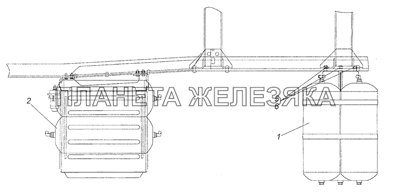 5350-3500013-04 Установка воздушных ресиверов КамАЗ-65111 (Евро 4)